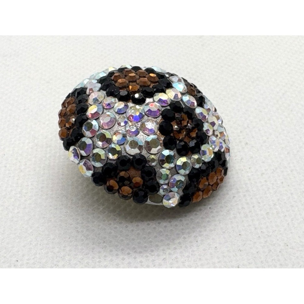 Vintage Caroline Williams Clip-On Earrings Colorful Rhinestone Leopard Print 90s - Picture 9 of 10